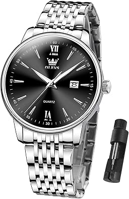 OLEVS Relojes para hombre, relojes de cara grande para hombre, relojes de banda de acero inoxidable para hombre, relojes impermeables para hombre, a21 relojes de fecha para hombre, relojes analógicos de