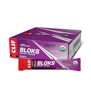 CLIF BLOKS - Sabor a frutos del bosque - Masticables energéticos - Sin OGM - A base de plantas - Combustible rápido para andar en bicicleta y correr - Carbohidratos y electrolitos rápidos - 2,12 oz. (18 unidades) ln25