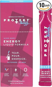 Mezcla natural de bebidas energéticas cetogénicas, bebida líquida con vitamina B, bebidas con cafeína orgánica, bebida energética sin azúcar: paquetes energéticos de frutos rojos mixtos de Mark Healey, paquete de 10 ln25