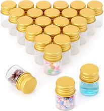 Cargar imagen en el visor de la galería, Kesell Mini botellas de vidrio transparente de 0.2 fl oz con tapas de rosca
