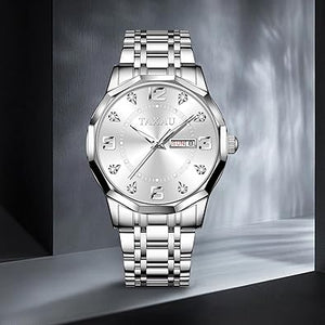 Relojes para hombre, esfera grande para hombre, relojes de acero inoxidable para hombre, relojes analógicos de cuarzo para hombre, A21 relojes impermeables con números romanos, relojes para hombre,