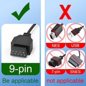 9 Pin Controller Extension Cable for Classic Retro Game Consoles AV 620, HD 621, HD 821 Plug and Play Wired Video Game Controller Gamepad Extension Cable 5.8ft 2 Pack (cable-new-abc) A19