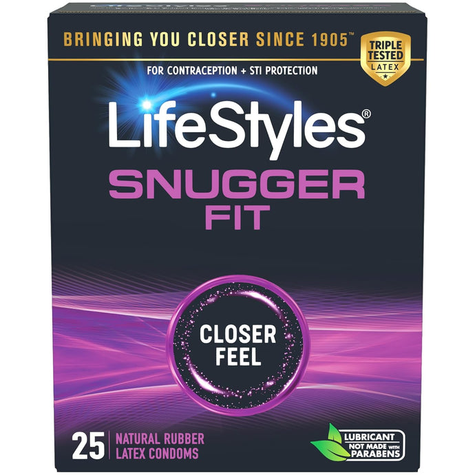 Lifestyles Snugger Fit - Paquete económico de condones de goma natural y látex lubricado A24