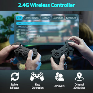 Wireless Retro Game Console Stick Built-in 20000+ Classic Games, 4K HDMI Output Nostalgia Plug & Play Retro Video Gaming Stick with 15 Emulators and Dual 2.4G Wireless Controller（64GB Memory Card A19