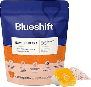Bebida en polvo 5 en 1 para reforzar el sistema inmunológico, suplemento vitamínico para la defensa del sistema inmunológico con vitamina C, zinc, superalimentos, antioxidantes, prebióticos y probióticos - Cápsulas de arándanos y açai (paquete de 14) a22