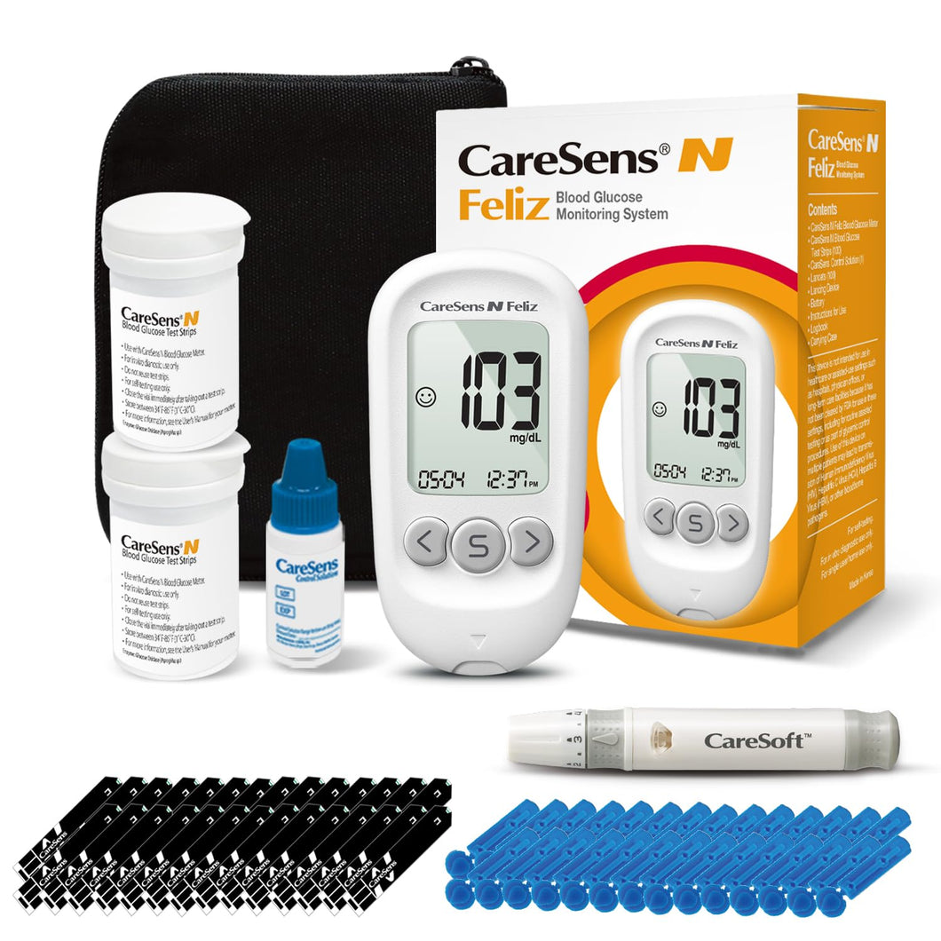 CareSens N Feliz Kit de monitoreo de glucosa en sangre con 100 A24
