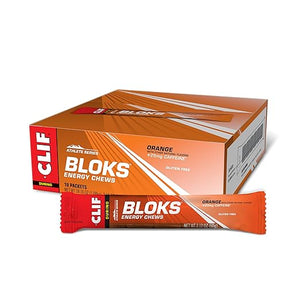 CLIF BLOKS - Sabor naranja con cafeína - Masticables energéticos - Sin OGM - A base de plantas - Combustible rápido para andar en bicicleta y correr - Carbohidratos y electrolitos rápidos - 2,12 oz. (18 unidades) ln25