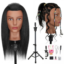 Cargar imagen en el visor de la galería, Cabeza de maniquí con 80% cabello humano - Cabeza de muñeca recta
