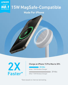 Anker MagGo - Soporte de cargador inalámbrico compatible con iPhone 16 MagSafe, estación de carga inalámbrica a19 rápida de 15 W, cargador de rotación de 360° certificado Qi2, para iPhone 16/15/14/13/12