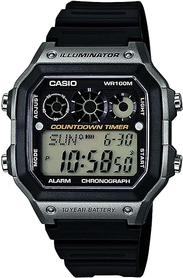 Casio AE-1300WH-8AVCF Illuminator ln24 Digital Display Reloj negro de cuarzo para hombre, Negro -, Digital, movimiento de cuarzo