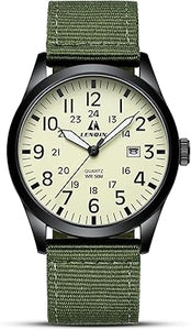 LN LENQIN Relojes militares unisex para hombre, correa de nailon, elegante, luminoso, de moda, analógico, A21  de cuarzo, resistente al agua, táctico, informal, reloj de pulsera