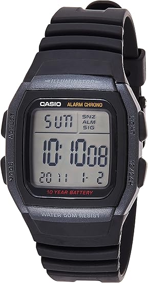 Casio W96H-1BV ln24  Reloj negro deportivo clásico, para hombre
