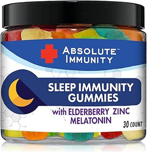 Absolute Immunity - Gomitas para dormir con zinc y saúco con melatonina, ayuda para dormir 100 % libre de fármacos, refuerzo del sistema inmunológico, adultos y niños, 30 unidades a23