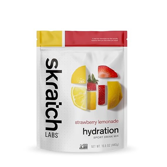 Polvo hidratante Skratch Labs | Mezcla para bebida deportiva | Polvo con electrolitos para hacer ejercicio, resistencia y rendimiento | Limonada de fresa | 20 porciones | Sin OGM, vegano, kosher ln25