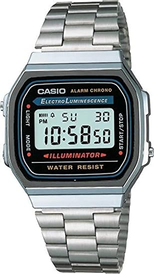 Casio Reloj iluminador ln24 nA168W-1, plateado, Digital