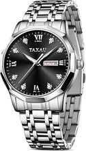 Cargar imagen en el visor de la galería, Reloj para hombre de lujo con diamantes impermeables para hombre, a21 analógico, de cuarzo, acero inoxidable, plateado, con fecha luminosa
