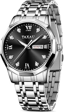 Reloj para hombre de lujo con diamantes impermeables para hombre, a21 analógico, de cuarzo, acero inoxidable, plateado, con fecha luminosa