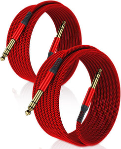 Elebase Cable TRS para instrumento de 1/4 de pulgada, paquete de 2 Q1