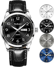 Cargar imagen en el visor de la galería, Relojes para hombre, correa de cuero, de lujo, clásicos, a prueba de agua, relojes de vestir para el día laborable con fecha para hombres, a21 relojes de diamantes árabes para hombre
