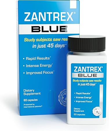 Zantrex Blue - Suplemento energético - 300 mg de cafeína natural - Yerba mate, damiana y guaraná, 60 unidades a22