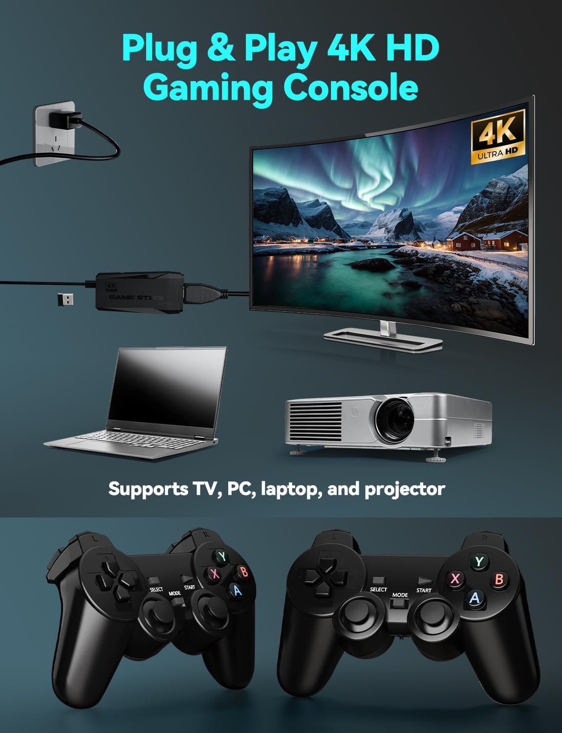 Consola de videojuegos retro con 2 gamepads 21700 juegos 4K HDMI Plug & Play Wireless Retro Game Stick para TV, juegos de regalo para niños y adultos (X1 Pro Consola de videojuegos retro con 2 gamepads 21700 juegos 4K HDMI Plug & Play Wireless Retro Game Stick para TV, juegos de regalo para niños y adultos (X1 Pro
