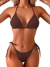 Cargar imagen en el visor de la galería, Conjunto de bikini triangular acanalado para mujer
