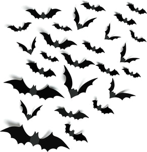 Suministros para fiestas de Halloween Hallween Decoraciones de murciélagos Decoración de pared 140PCS