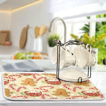 Cargar imagen en el visor de la galería, Tapete de secado de platos de bastón de caramelo de Navidad para cocina, invierno, nieve, copo de nieve, muñeco de nieve,ln23 muñeco de nieve, tapete de secado de microfibra de Navidad, tapete absorbente
