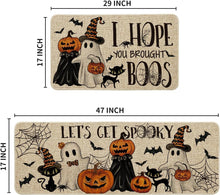 Cargar imagen en el visor de la galería, Artoid Mode Espero que hayas traído Boos Juego de 2 alfombras de cocina de Halloween
