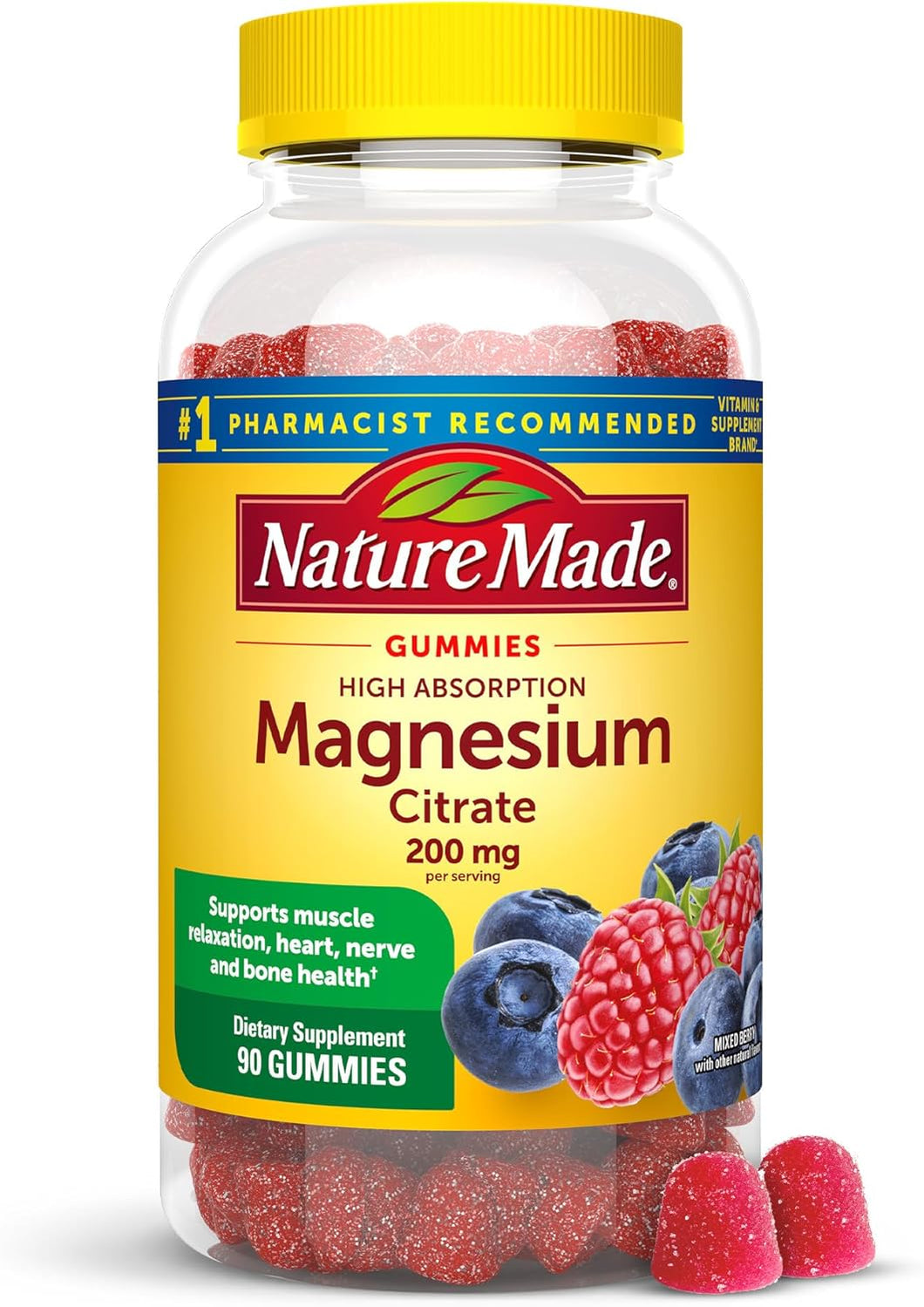 Gomitas de citrato de magnesio de alta absorción, 200 mg