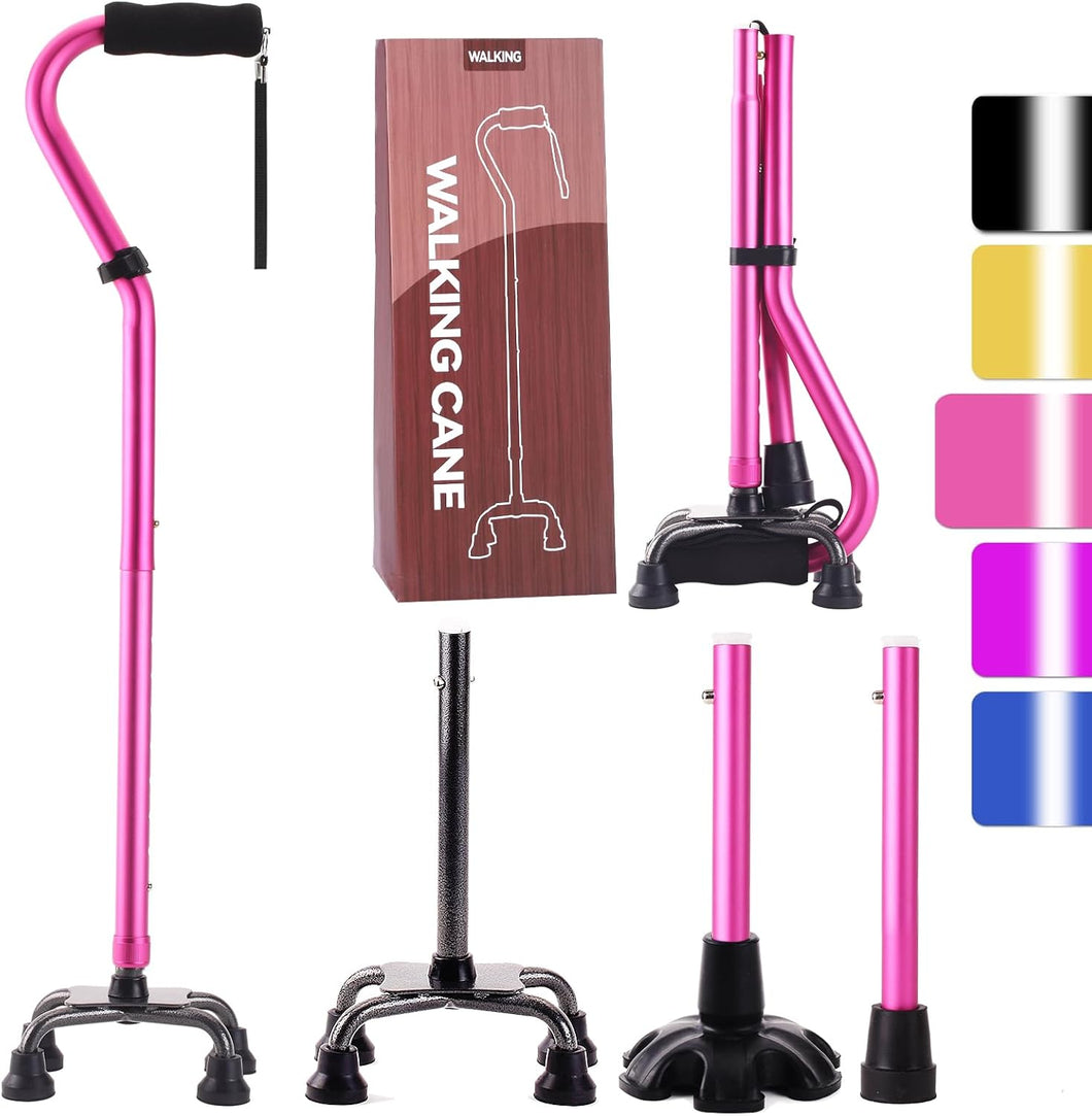LIXIANG Bastones para mujer de cuatro ruedas para caminar,ln25  bastones plegables y ajustables