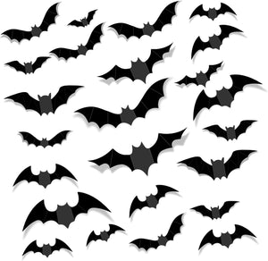 68 piezas de decoración de murciélagos para pared, decoraciones de Halloween, pegatinas 3D de murciélagos