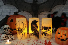 Cargar imagen en el visor de la galería, Velas parpadeantes LED sin llama Eldnacele Halloween Operadas con batería con temporizador de 6H Calavera
