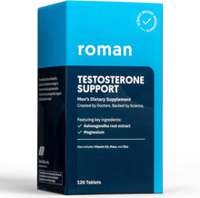 Cargar imagen en el visor de la galería, Roman Apoyo a la testosterona | Suplemento nutricional diario para hombres sin hormonas con Ashwagandha para apoyar los niveles saludables de testosterona y magnesio para apoyar la salud muscular | Suministro de 30 días (120 tabletas) Ln23
