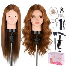 Cargar imagen en el visor de la galería, Cabeza de maniquí Beauty Star con 80% de cabello humano real, cabeza de muñeca para peinado
