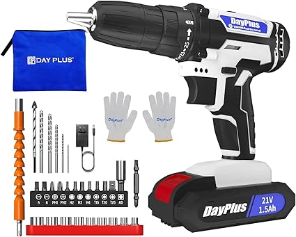 Kit de herramientas de destornillador eléctrico combinado con taladro eléctrico inalámbrico de 21 V, 2 velocidades variables, ln25 ajuste de torque 25+1, 29 brocas para taladro/destornillador