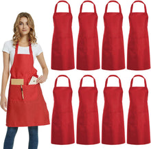 Cargar imagen en el visor de la galería, Delantal comercial rosa unisex con 2 bolsillos para manualidades en cocina
