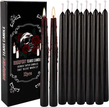 Cargar imagen en el visor de la galería, 12PCS Velas de Agudeza Negras de 10 Pulgadas, Velas de Vampiro Lacas
