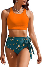 Cargar imagen en el visor de la galería, Conjunto de bikini de cintura alta para mujer
