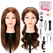 Cargar imagen en el visor de la galería, Cabeza de maniquí Beauty Star con 80% de cabello humano real, cabeza de muñeca para peinado
