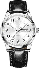 Cargar imagen en el visor de la galería, Relojes para hombre, de moda, casual, de cuero, para hombre, cara grande, fácil de leer, números arábigos, relojes para hombre, a21 cuarzo analógico, luminoso, impermeable, reloj de día, fecha,
