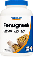 Cargar imagen en el visor de la galería, Semillas Nutricost Fenugreek 0.026 oz; 200 cápsulas, 1 botella, 1
