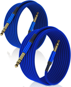 Elebase Cable TRS para instrumento de 1/4 de pulgada, paquete de 2 Q1