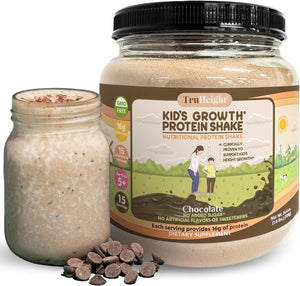 TruHeight Growth Protein Shake (chocolate, suero) Proteína en polvo natural para crecimiento y desarrollo para niños y adolescentes, respaldado por pediatras, vitaminas y minerales clave sin azúcar ln26