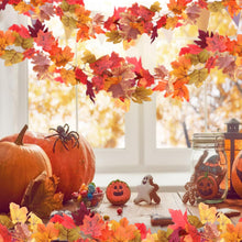 Cargar imagen en el visor de la galería, [2 paquetes] Guirnalda de hojas de arce de 69 pulgadas, guirnalda de otoño para repisa, decoraciones de Halloween
