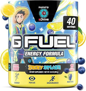 G Fuel aDrive Energy Powder, suplemento de cafeína limpia sin azúcar, mezcla de agua, sabor a arándanos y limonada, mezcla de vitaminas y antioxidantes, aDrive - 9,8 oz (40 porciones) ln25