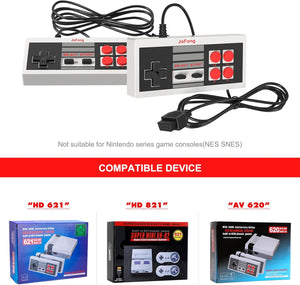 JoFong Controlador retro clásico, adecuado para AV 620, HD 621 HD 821 consolas de juegos clásicas Plug and Play con cable de video Gamepad-9 Pin Plug and Play, 2 paquetes, controlador 620-621 A19