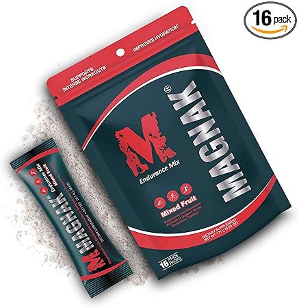 Mezcla de electrolitos en polvo, bebida de recuperación para entrenamientos, deportes y entrenamiento, mezcla de bebida energética e hidratante con magnesio, potasio, sodio y más, sin gluten, mezcla de frutas en polvo, 16 barritas - Magnak ln25