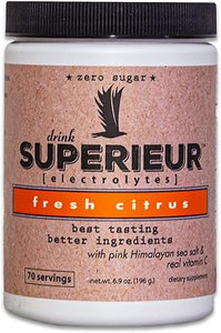 Superieur Electrolytes: suplemento de electrolitos de origen vegetal con minerales marinos para hidratación y recuperación; bebida deportiva en polvo vegana, sin OGM y sin azúcar, apta para dietas cetogénicas (70 porciones) ln25