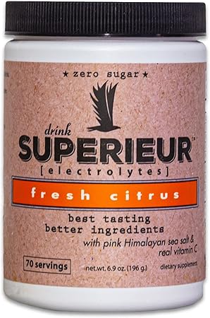 Superieur Electrolytes: suplemento de electrolitos de origen vegetal con minerales marinos para hidratación y recuperación; bebida deportiva en polvo vegana, sin OGM y sin azúcar, apta para dietas cetogénicas (70 porciones) ln25